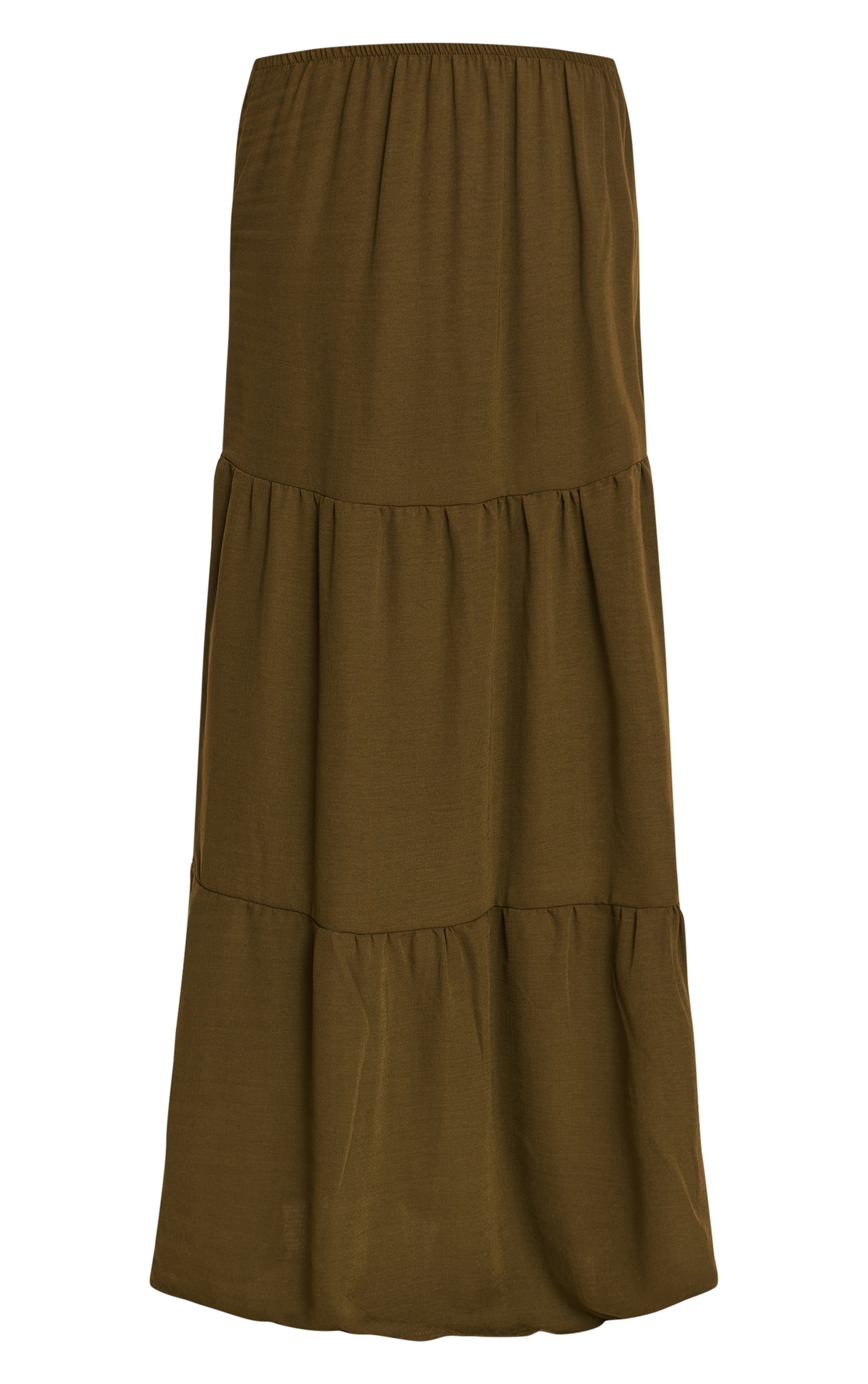 Khaki Linen Look Tiered Maxi Beach Skirt image 5