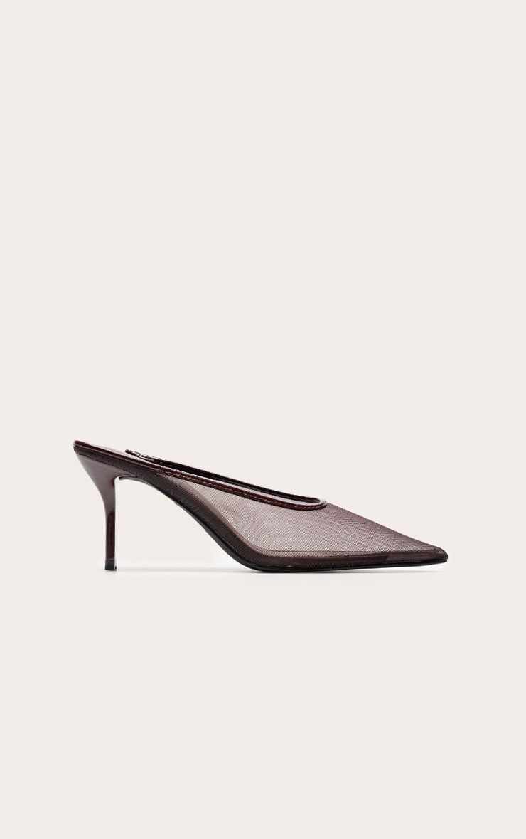 Chocolate Mesh Heeled Mule image 2