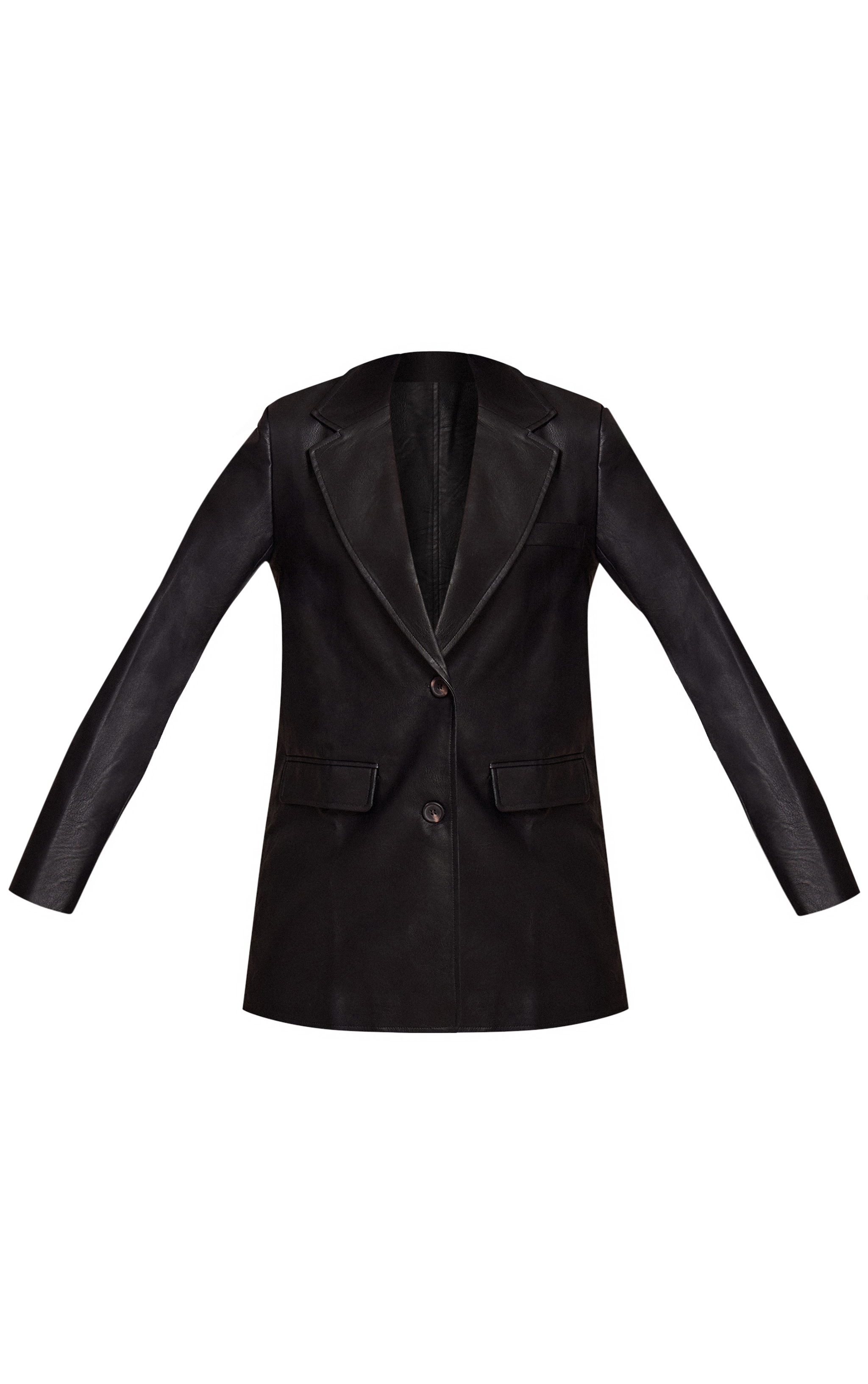 Tall Washed Black Textured Faux Leather Blazer image 5