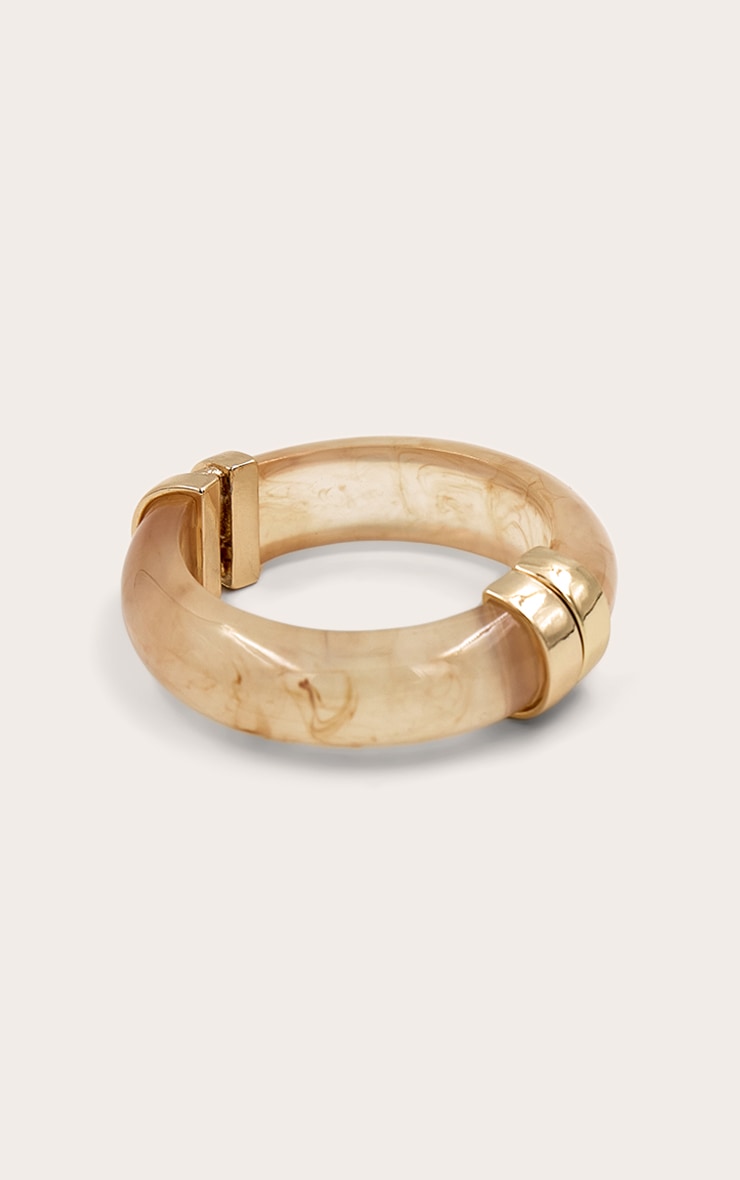 Brown Resin Gold Trim Clasp Bangle image 2