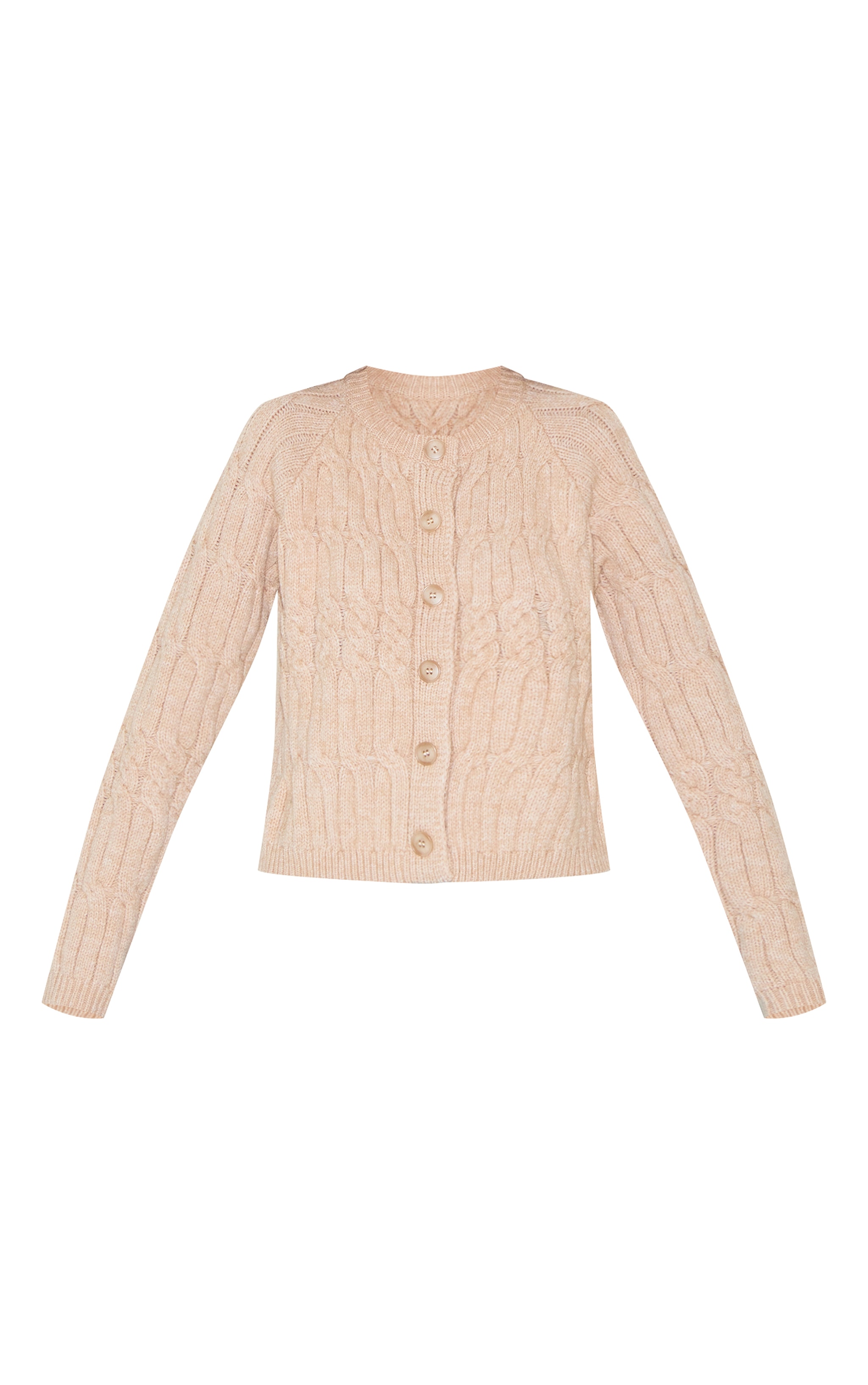 Oatmeal Cable Knit Button Up Cardigan image 5