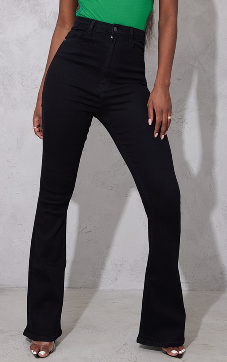 Tall Black 5 Pocket Stretch Flared Jeans image 1