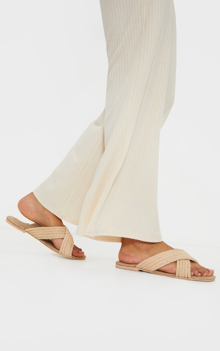 Nude Rope Cross Strap Mule Sandal