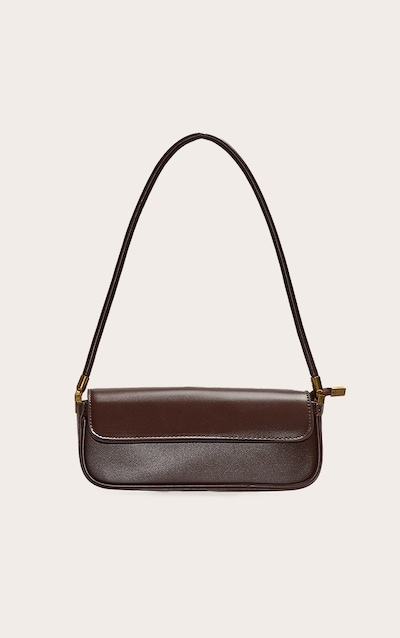 Chocolate PU Skinny Elongated Shoulder Bag