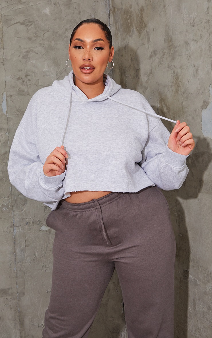 PLT Plus - Hoodie court gris oversize