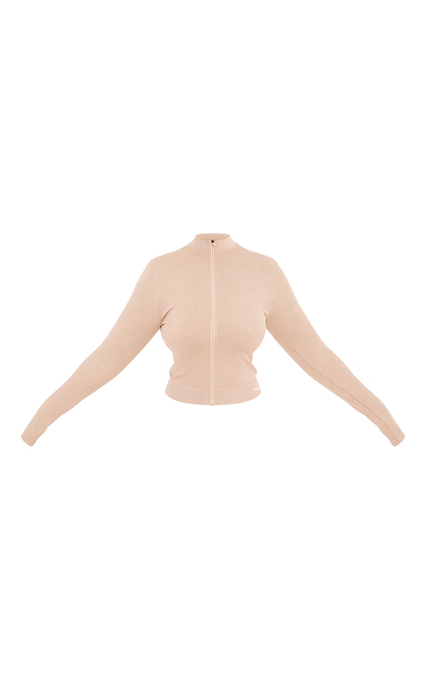 Plt Oatmeal Plus Acid Wash Seamless Sports Jacket PrettyLittleThing USA