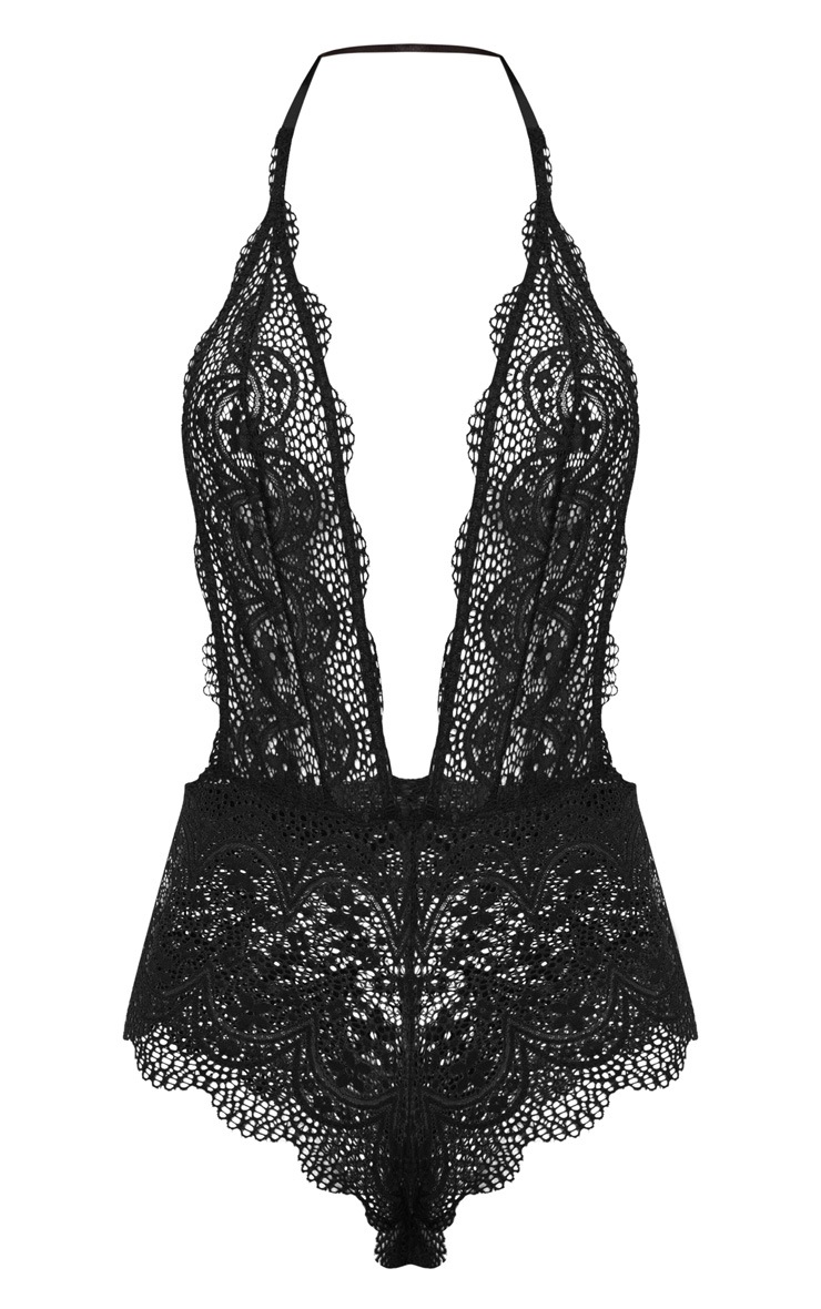 Black plunge delicate daisy lace body 0 50
