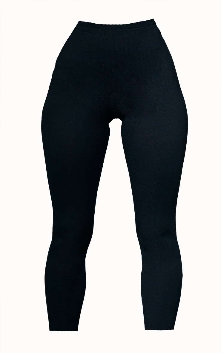 Black Sculpt Rib Leggings Bottoms PrettyLittleThing