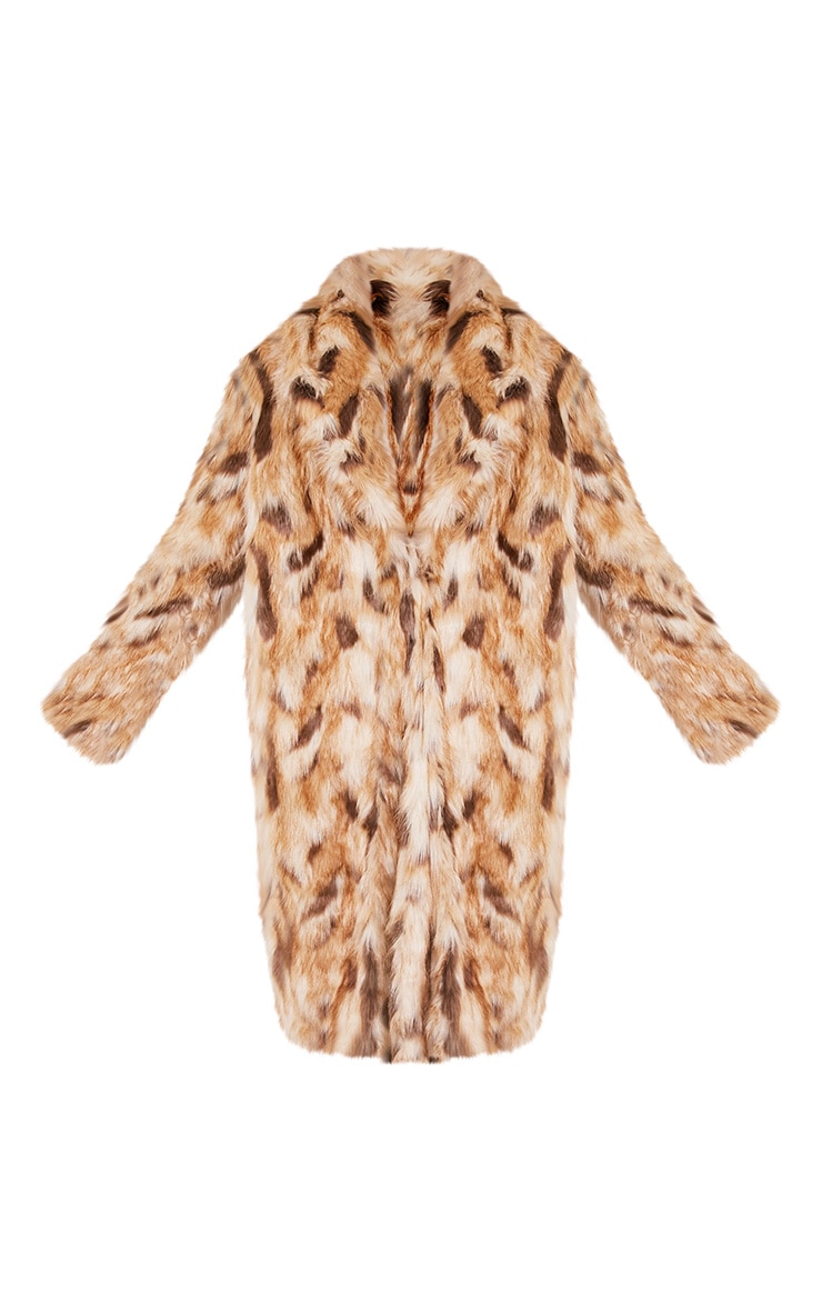 Tan Longline Faux Fur Coat PrettyLittleThing USA