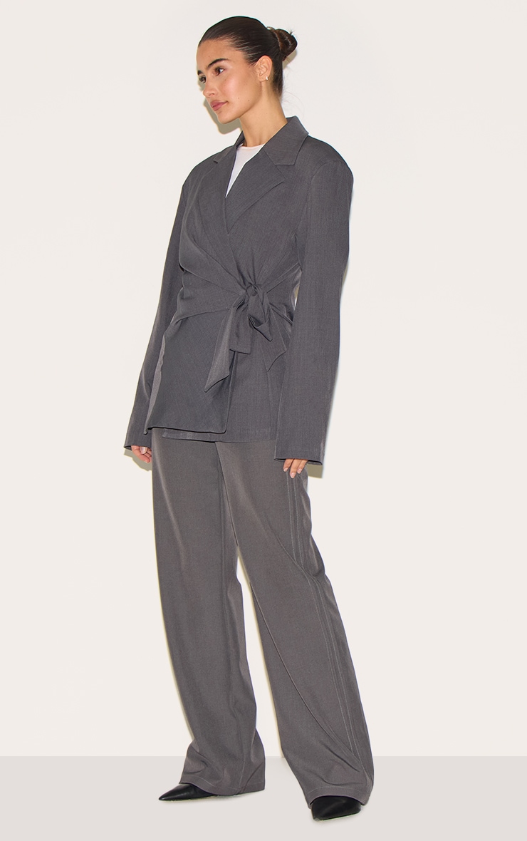 Charcoal Tie Front Structured Blazer image 3