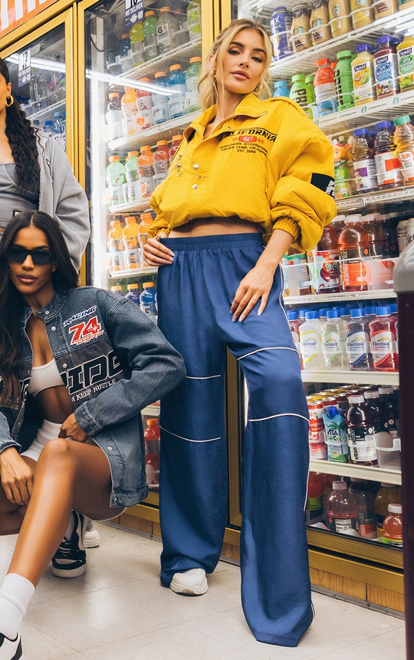 Mustard Yellow Nylon Racer Cropped Bomber Jacket PrettyLittleThing