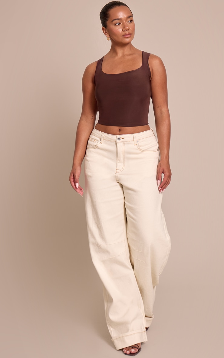 Shape Chocolate Slinky Square Neck Top image 3