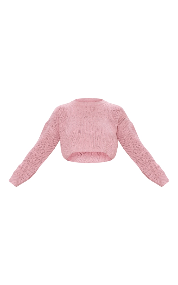 Pull court basique rose pâle à col ras image 5