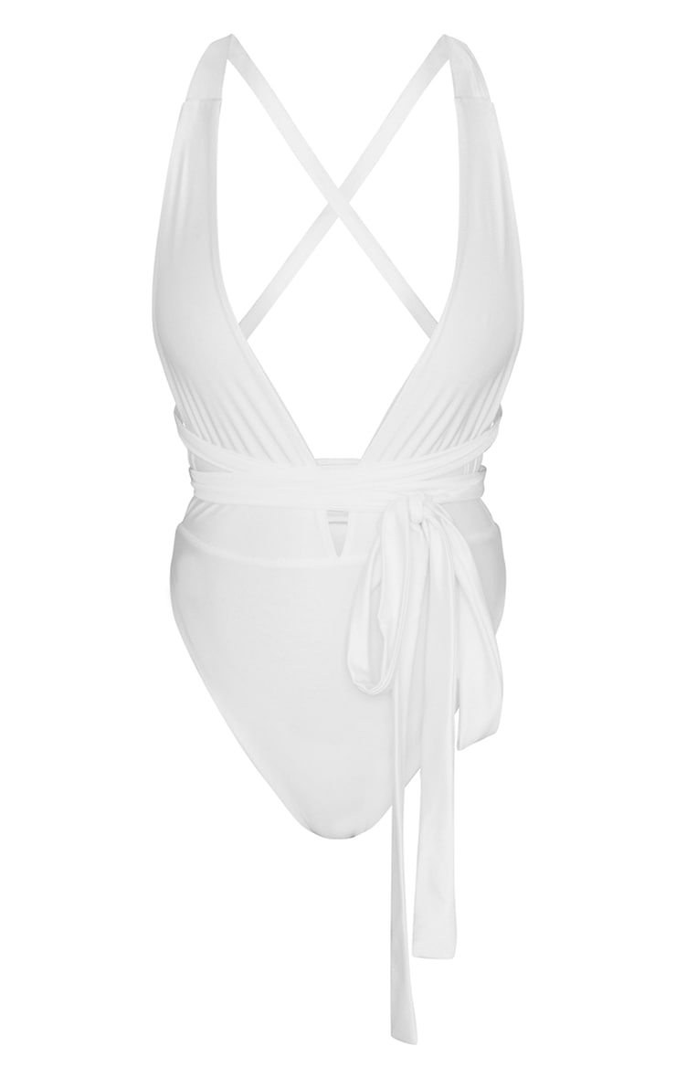 White Wrap Waist Swimsuit Swimwear PrettyLittleThing USA