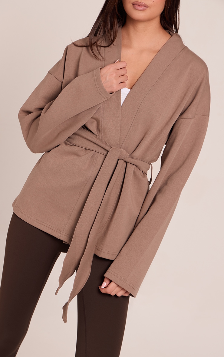 Mocha Interlock Tie Waist Yoga Jacket image 4