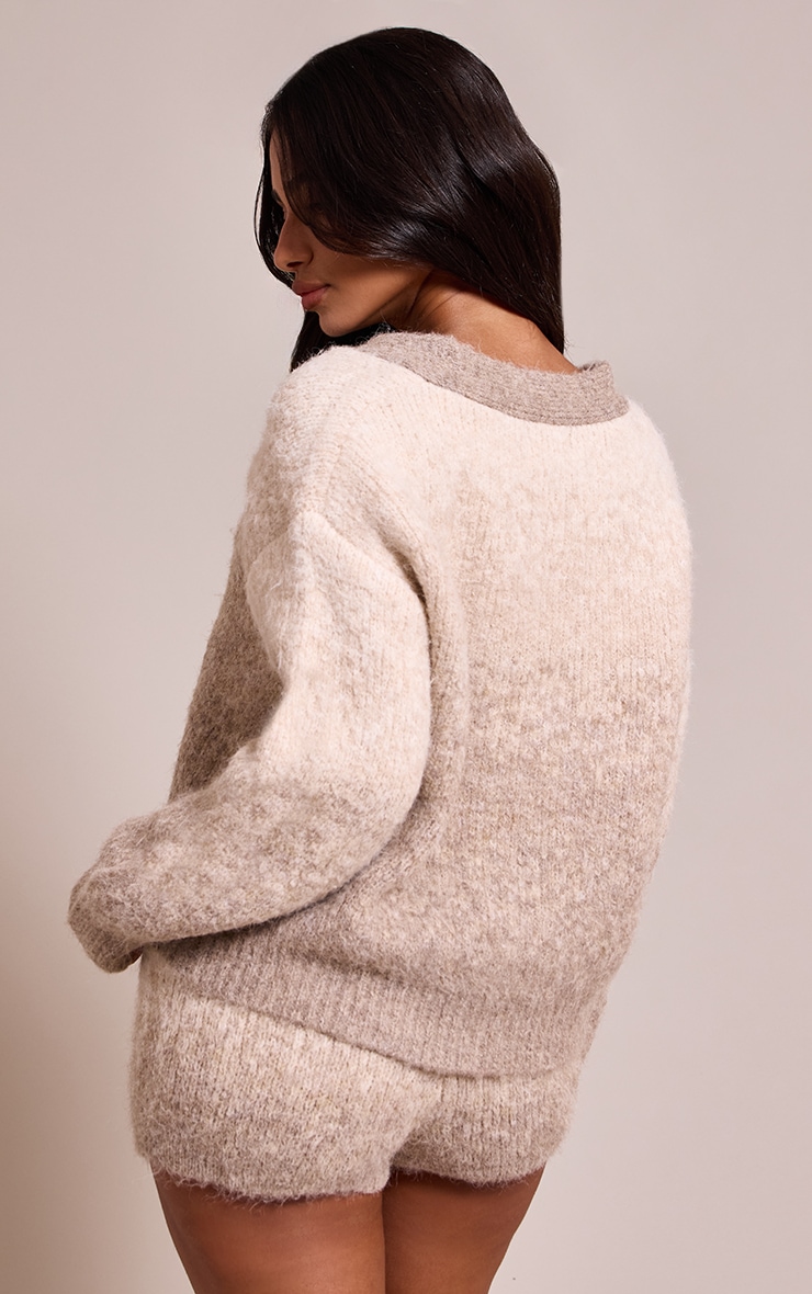 Petite Knitted Grey Ombre Brushed Shorts image 3
