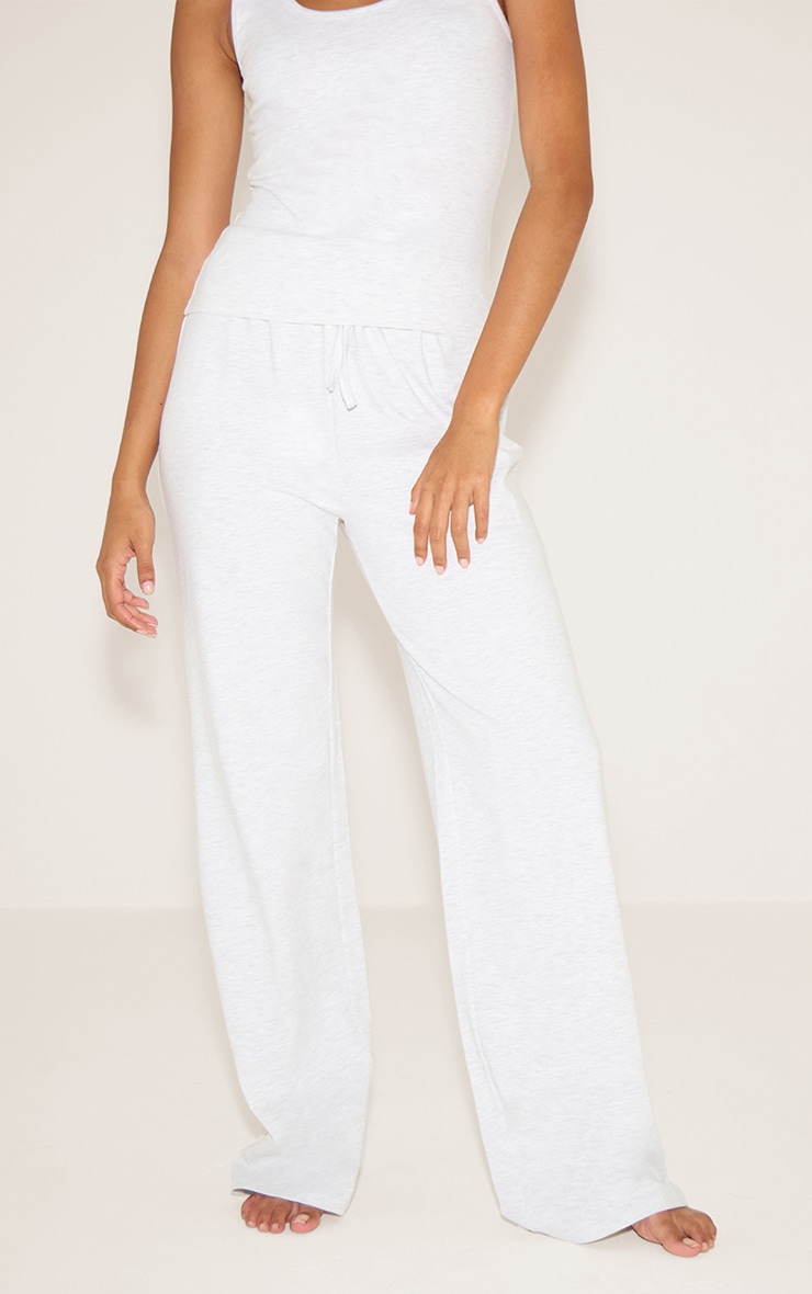 Grey Marl Jersey Wide Leg Pj Bottoms image 2