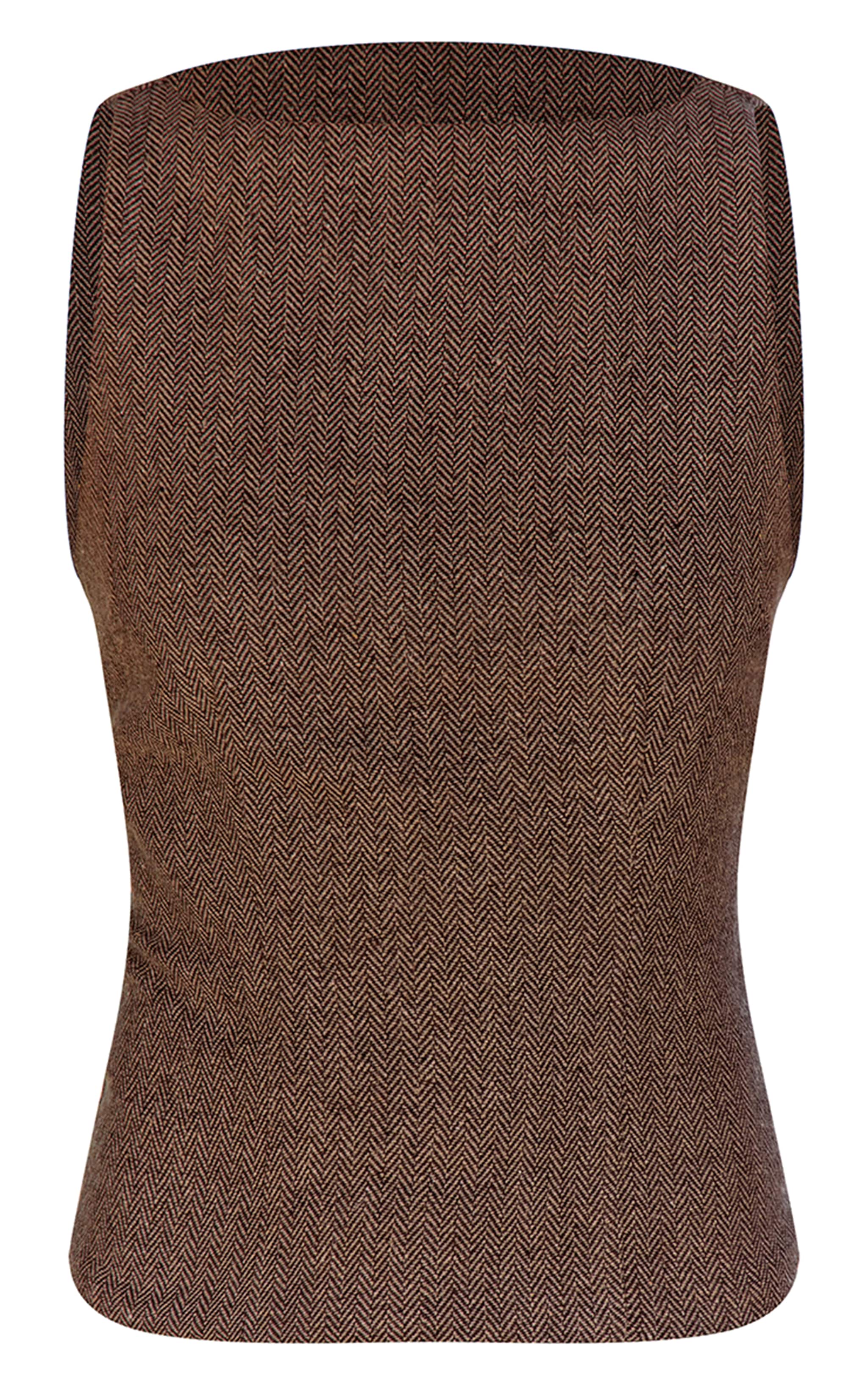 Brown Tweed Tailored Woven Wide Leg Pants image 7
