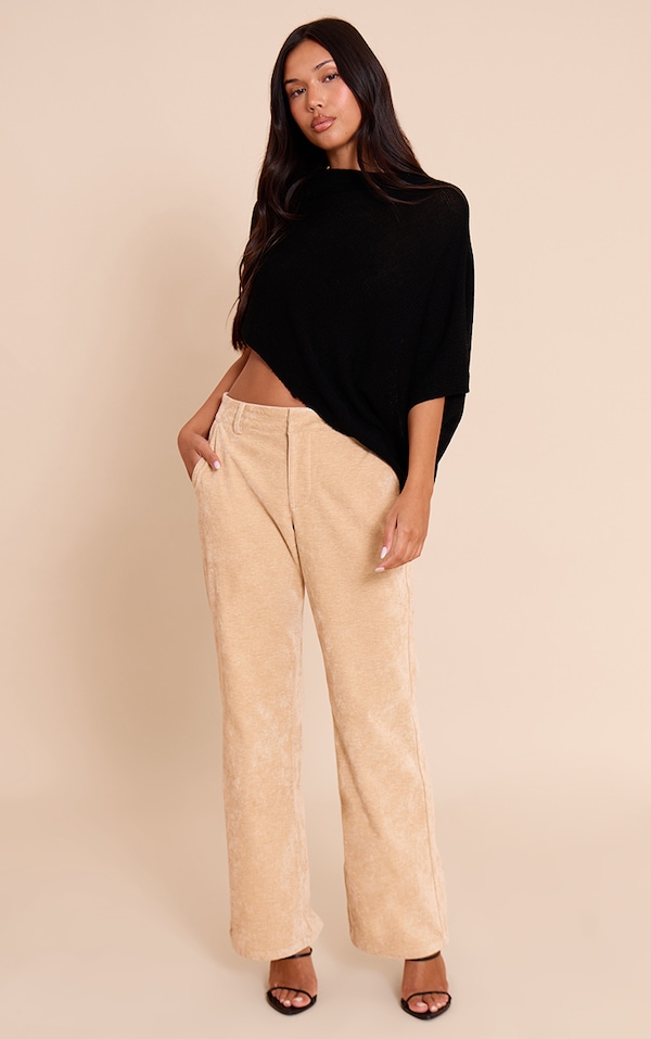 Camel Velour Straight Leg Pants