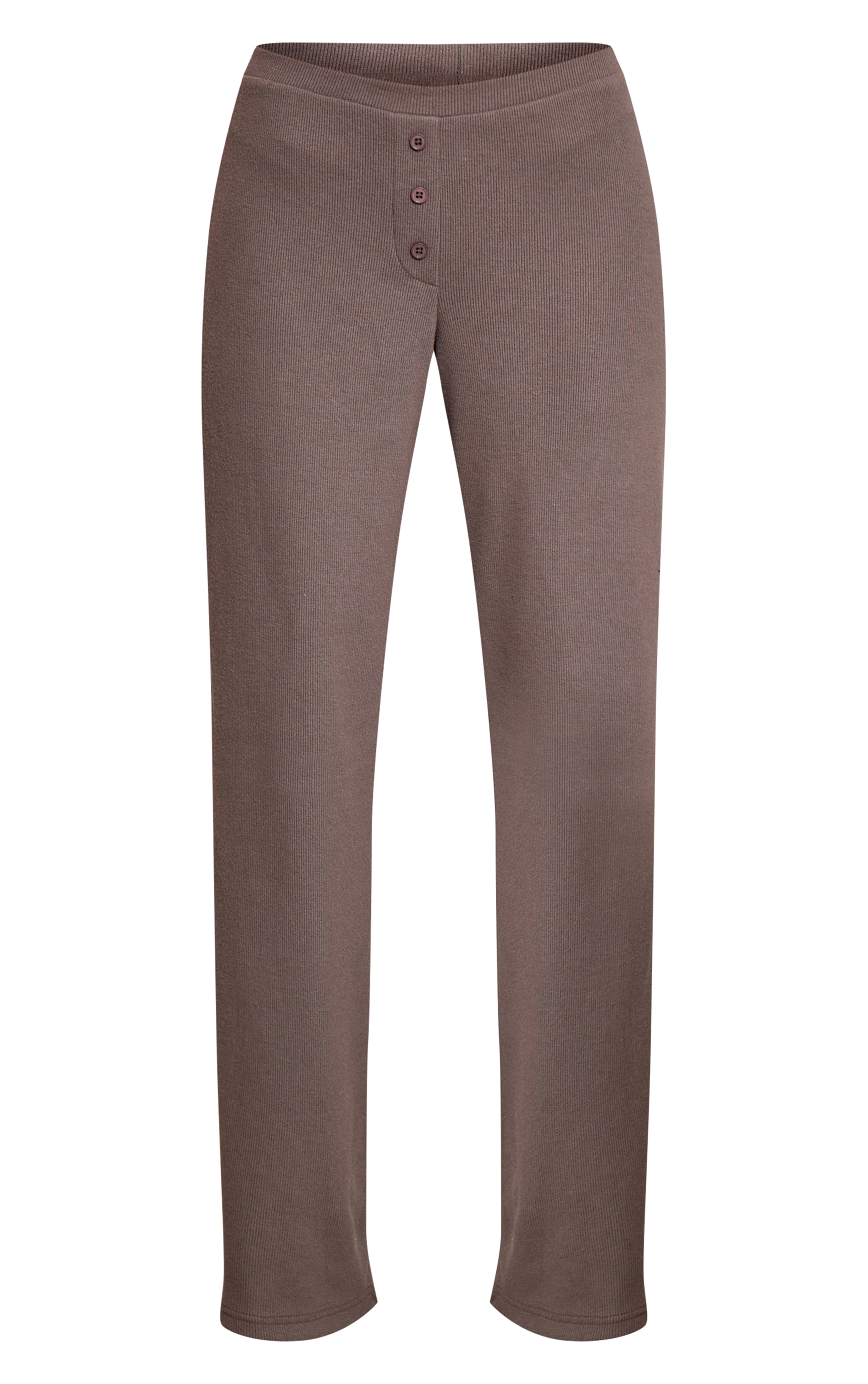 Charcoal Grey Rib Button Detail Wide Leg Pants  image 5