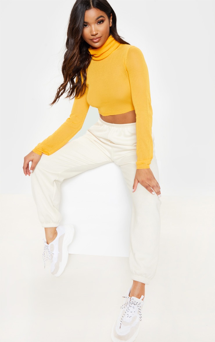 Orange Knitted Light Weight High Neck Top