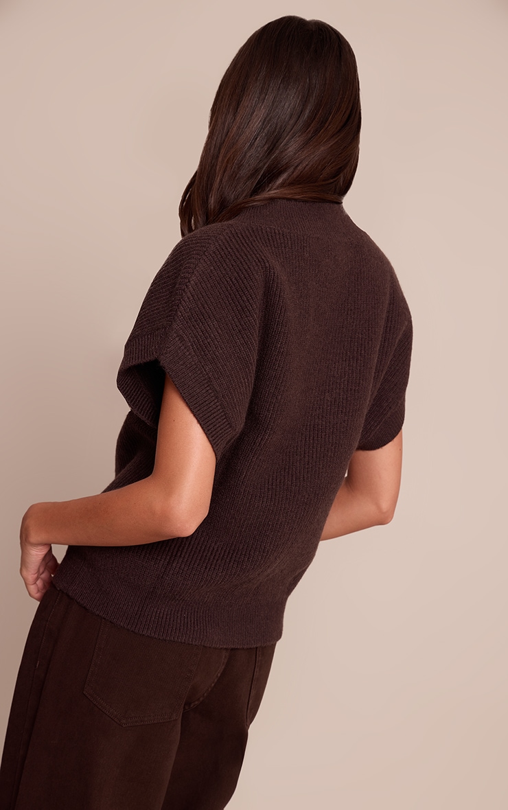 Chocolate Sleeveless Knit Sweater image 2
