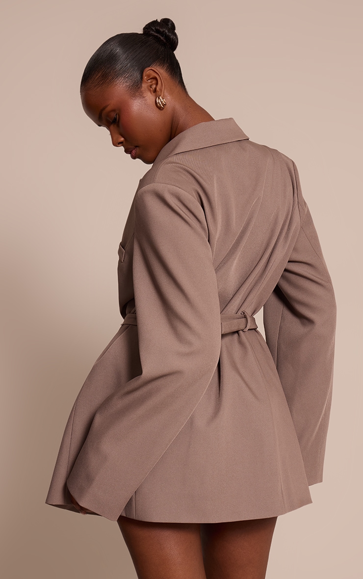 Robe blazer de tailleur tissée gris champignon image 2