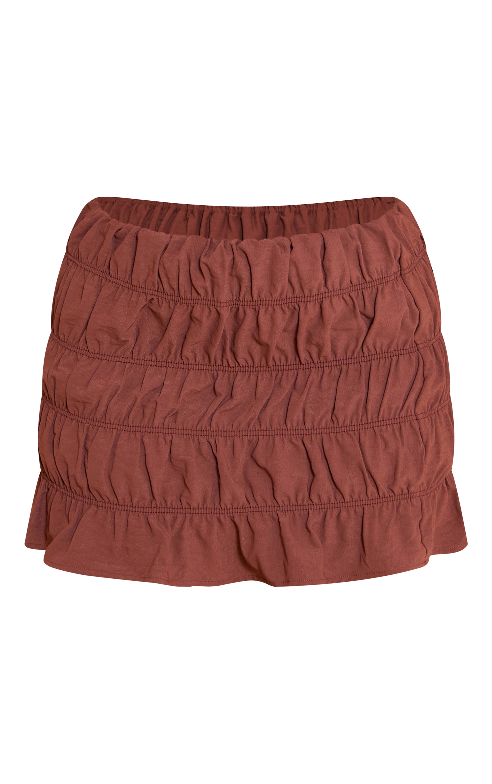Shape Chocolate Hammered Satin Ruched Mini Skirt image 6