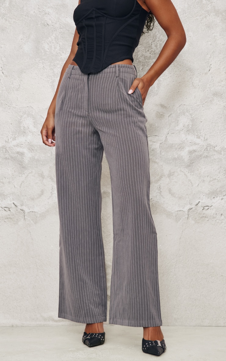 パンツ Pinstriped Tailored Pants With Skirt Overlay UNDERWATER FLARE PINSTRIPE SKIRT OVERLAY TROUSER – AKIRA