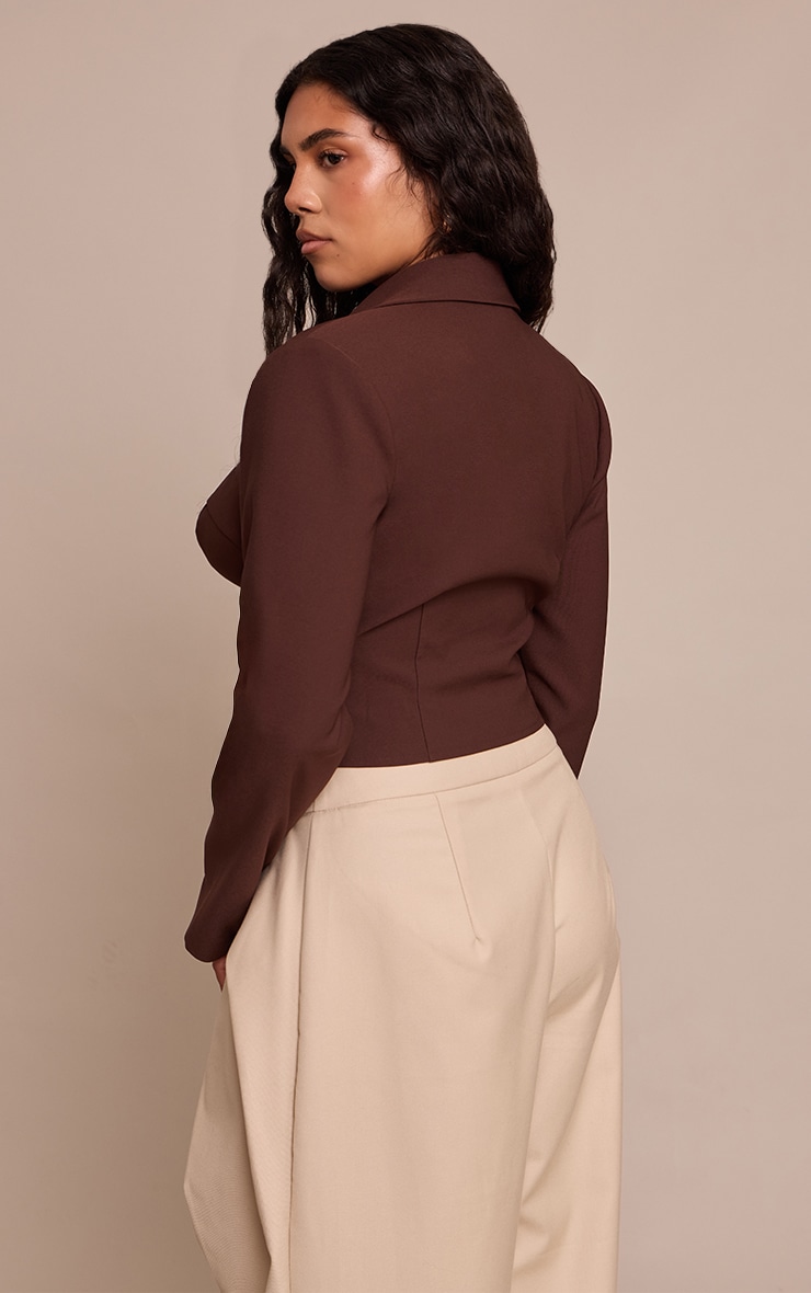 Shape Chocolate Cup Detail Corset Cropped Blazer image 2