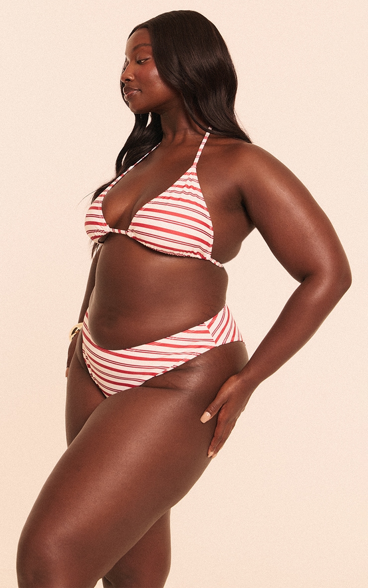 Plus Red Stripe Tanga Bikini Bottoms image 3