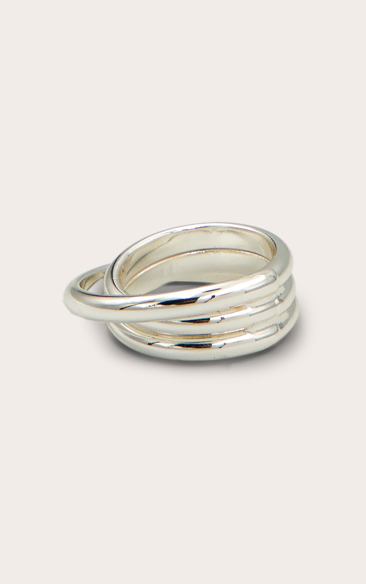 Silver Triple Layer Stacked Ring image 2