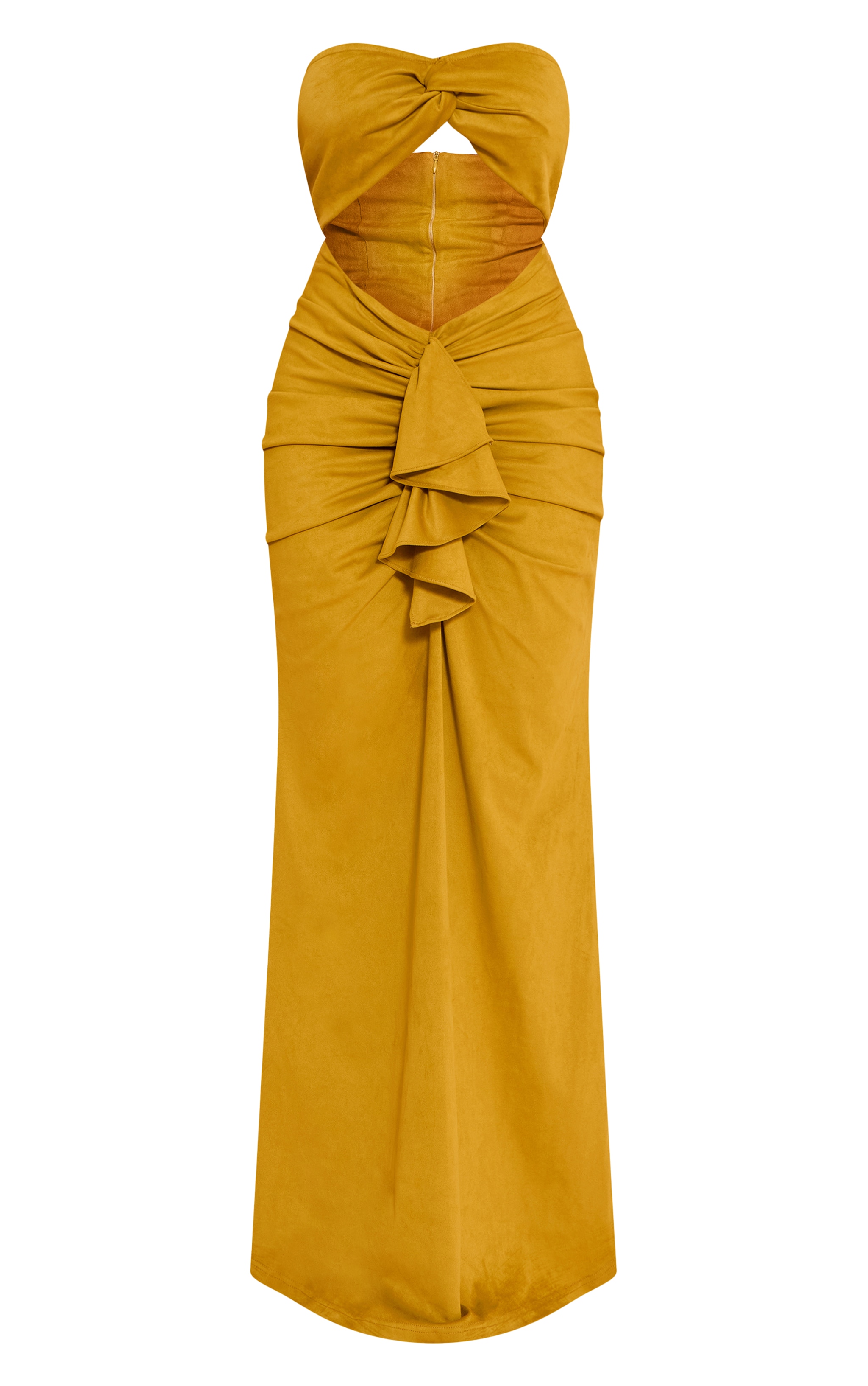 Shape Olive Faux Suede Twist Bandeau Ruched Maxi Dress image 5