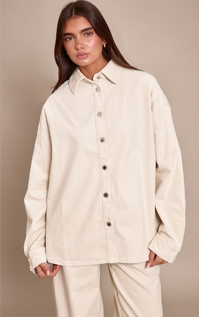 Chemise en velours côtelé style jean écru