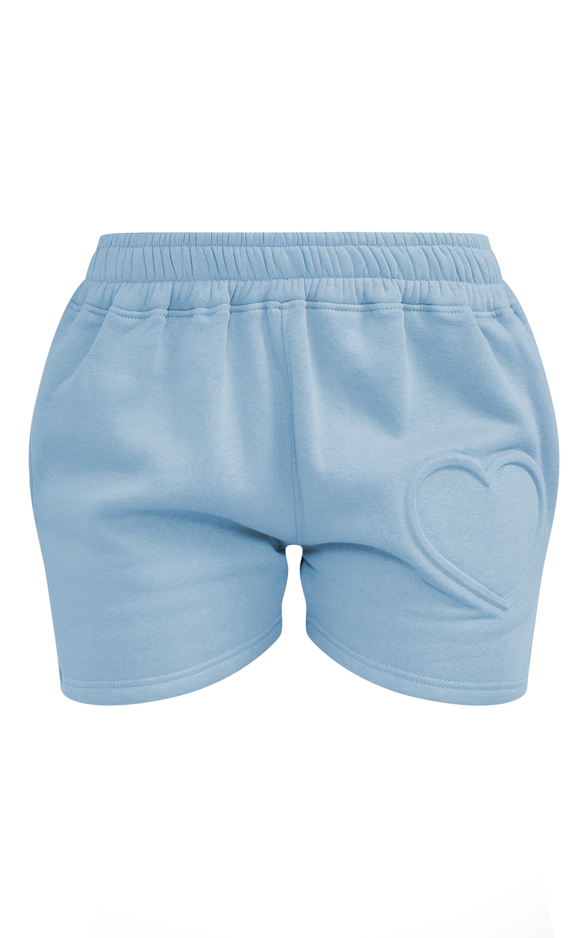 Baby Blue Oversized Heart Embossed Runner Shorts image 6