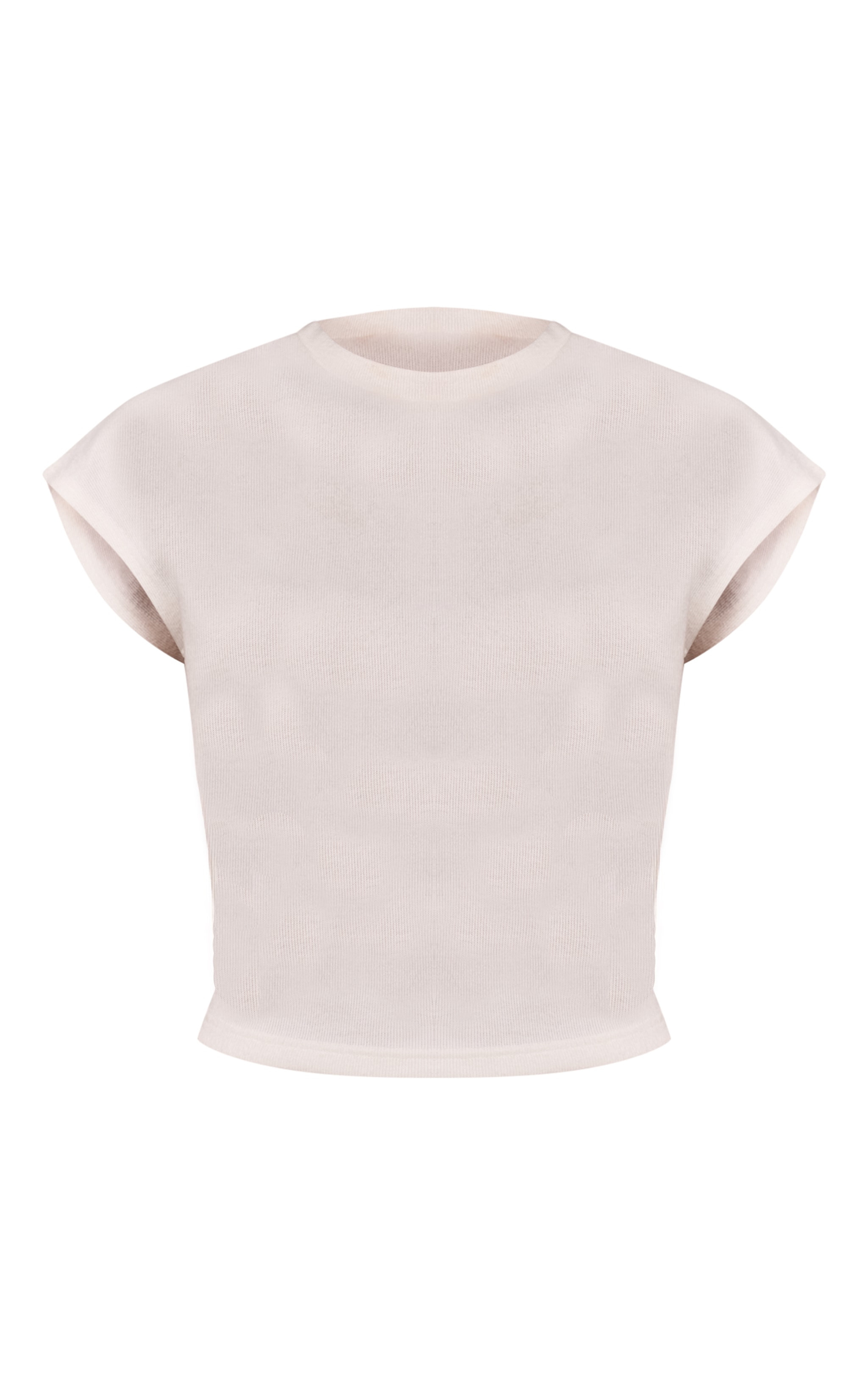 Cream Rib Knit Short Sleeve Top image 5