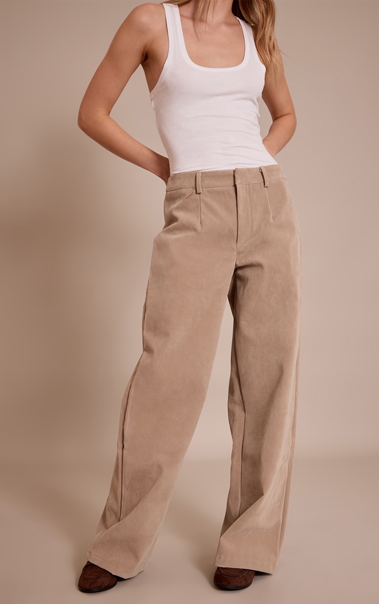 Sand Faux Suede Straight Leg Pants image 2