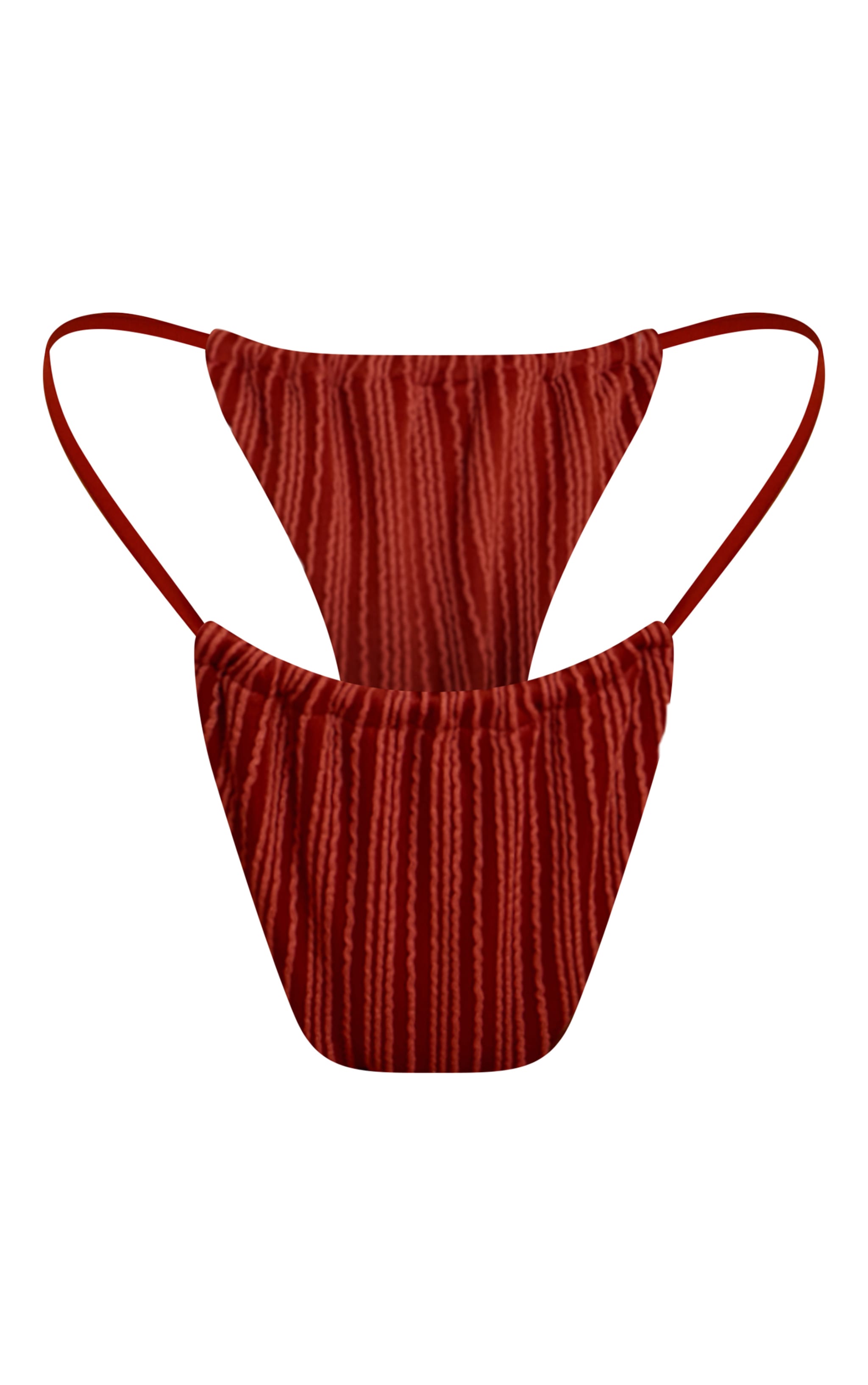 Rust Striped Textured Strappy Tanga Bottoms image 5