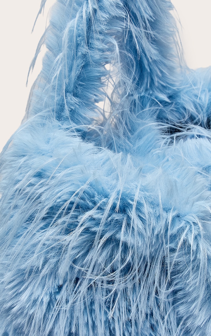 Baby Blue Shaggy Faux Fur Shaggy Tote Bag image 4