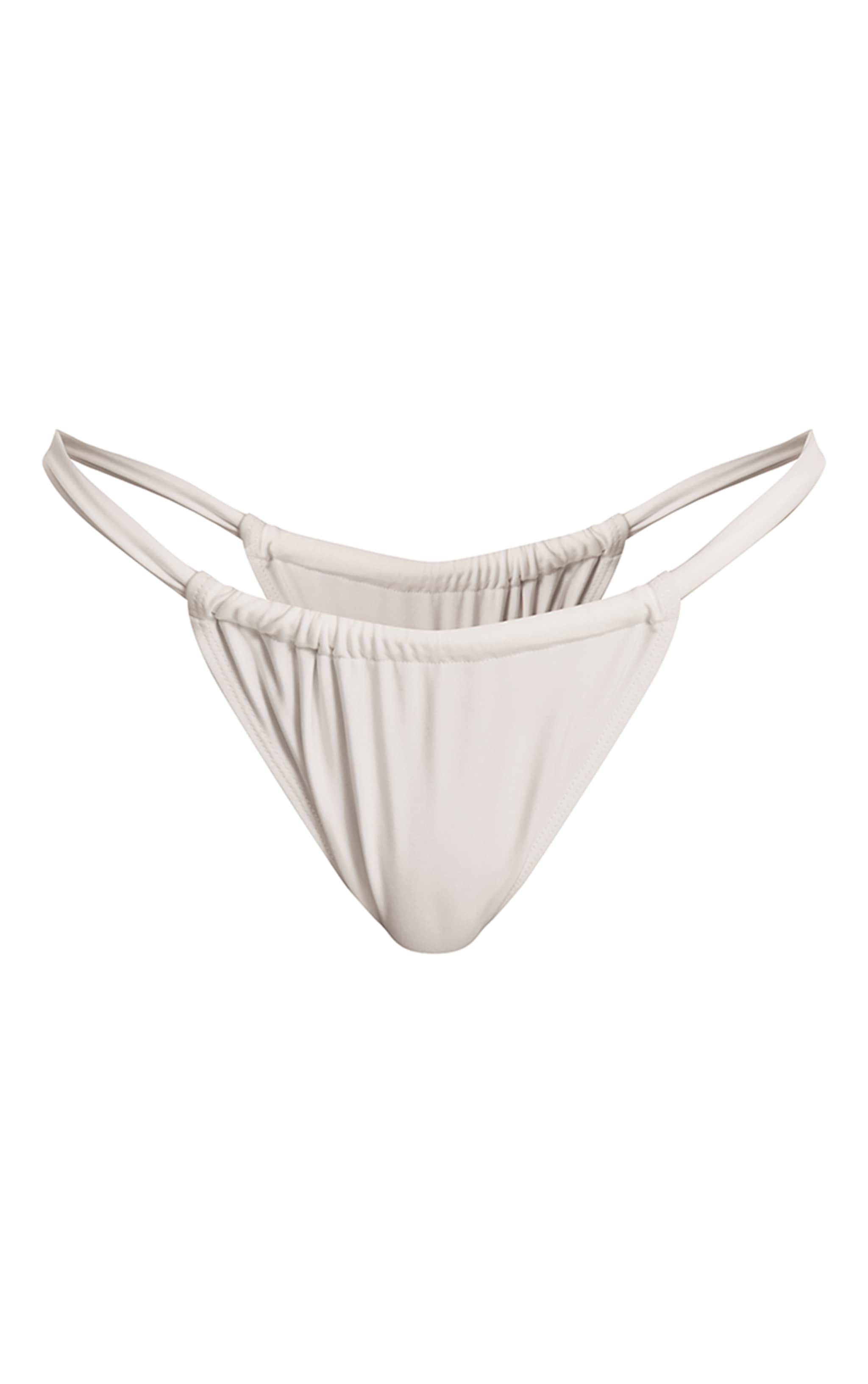 Cream Ruched Tanga Bikini Bottoms image 5