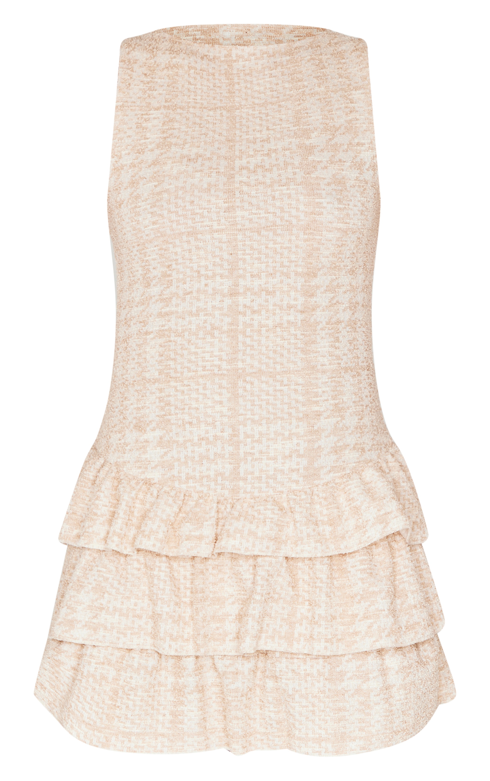 Cream Boucle Sleeveless Frill Mini Dress image 5