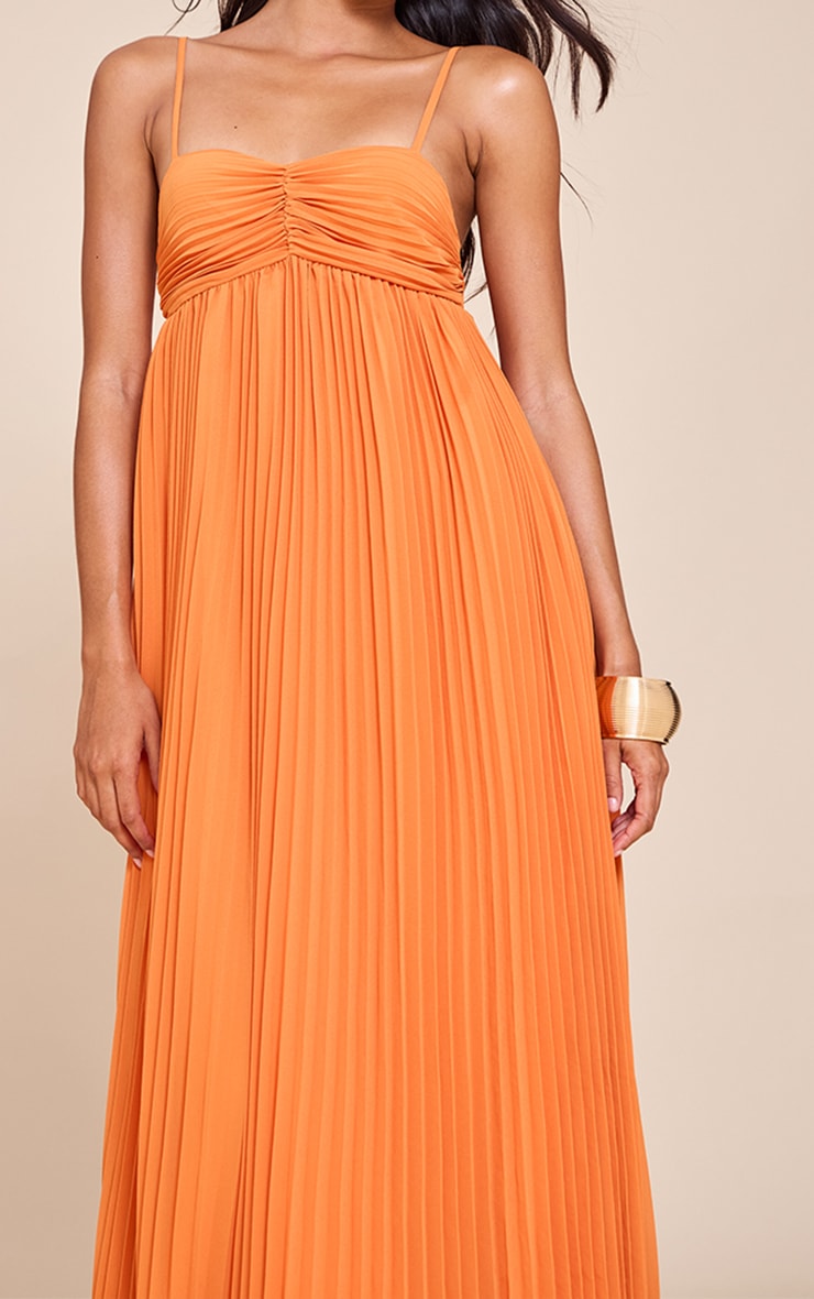 Orange Plisse Maxi Dress image 4