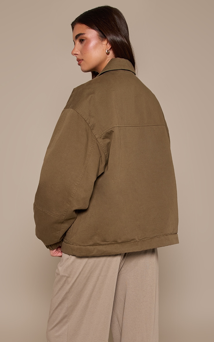 Khaki Twill Oversized Jacket image 2