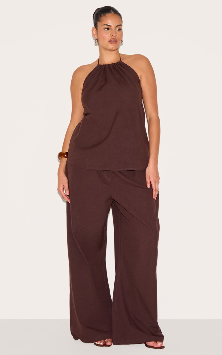 Plus Dark Brown Halterneck Top image 3