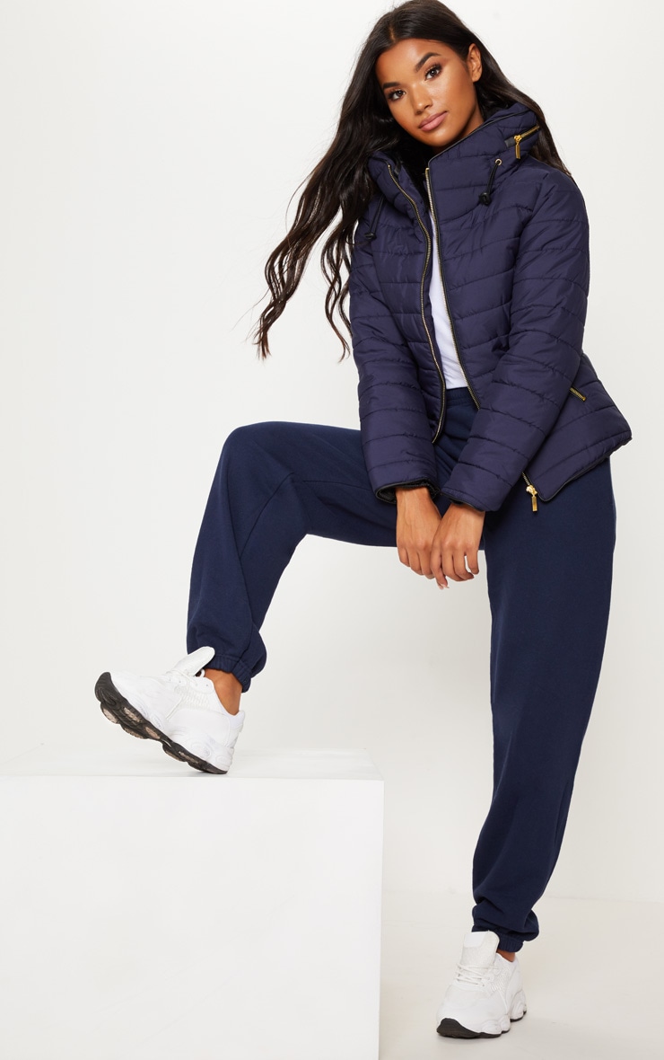 womens navy puffer jacket