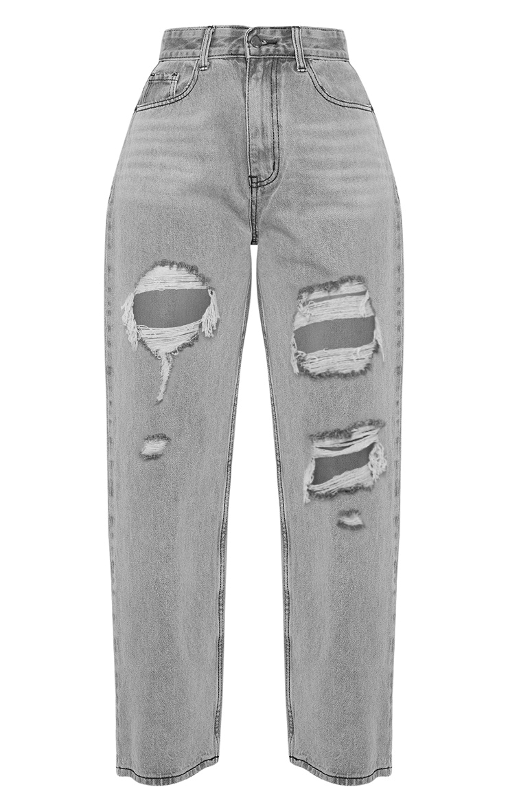 Grey distressed mom jeans