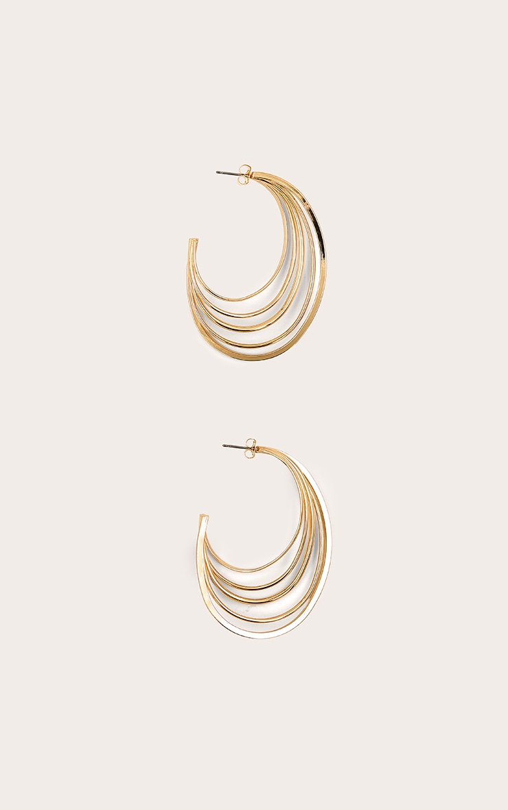 Gold Layered Twist Hoop Earrings image 2