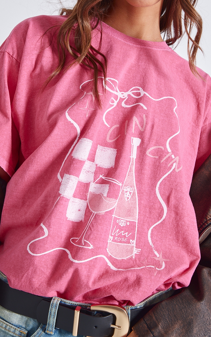 Washed Red Cin Cin Oversized T Shirt image 4