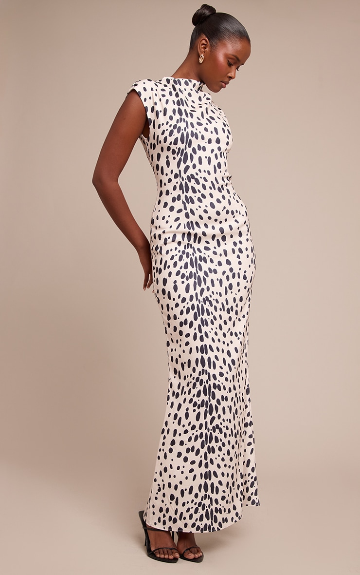 White Printed High Neck Sleeveless Maxi Dress image 3