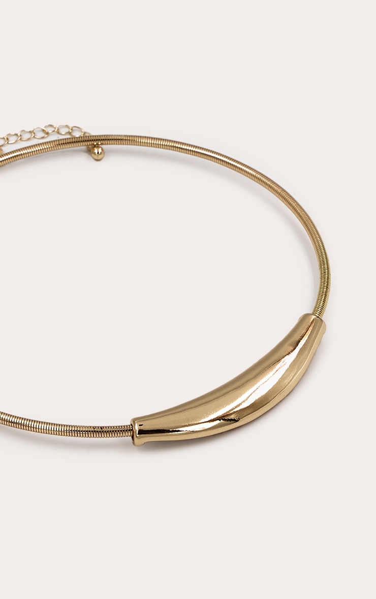 Gold Smooth Metal Bar Necklace image 3